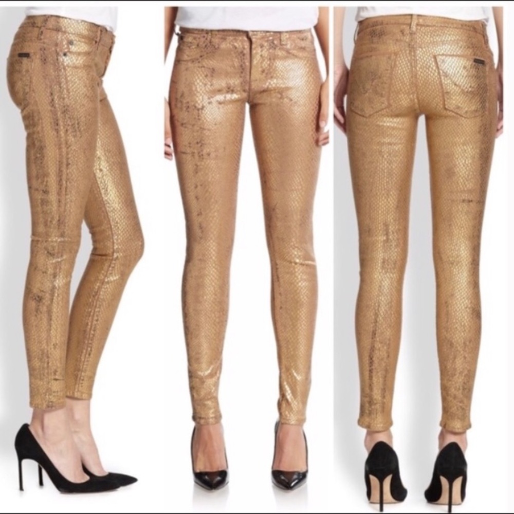 Hudson snakeskin skinny jeans -Gold